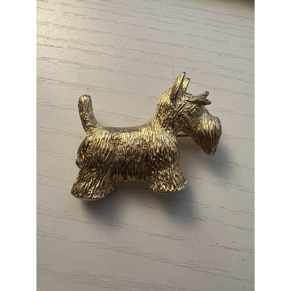 Vintage Burberry Of London Gold Scottie Dog Pin 1980's - Picture 2 of 5